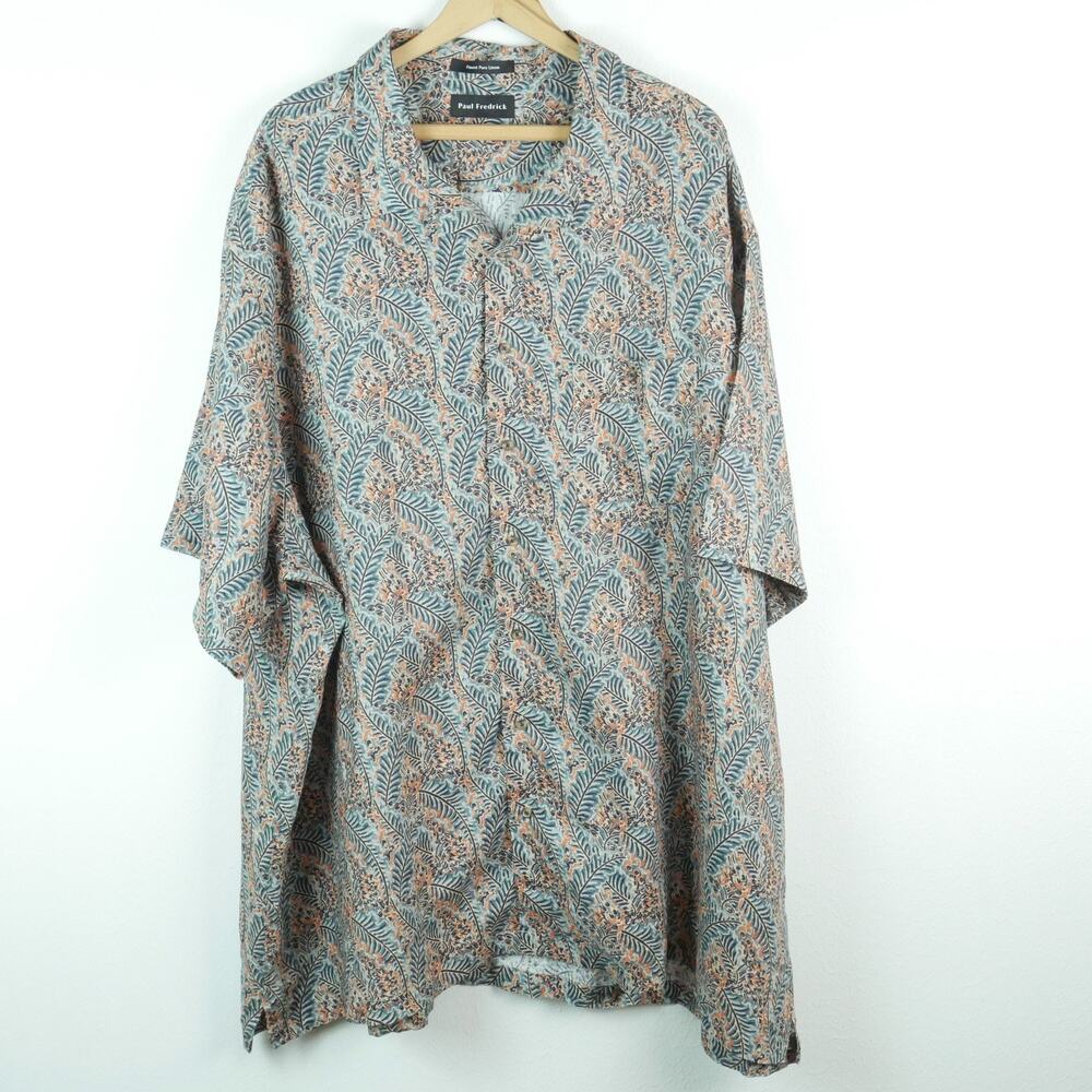 Paul Frederick 100% Linen Classic Fit Men's Shirt 4XL Camp Hawaiian Resort Beach
